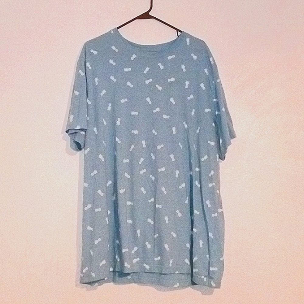 Light blue shirt white pineapple design